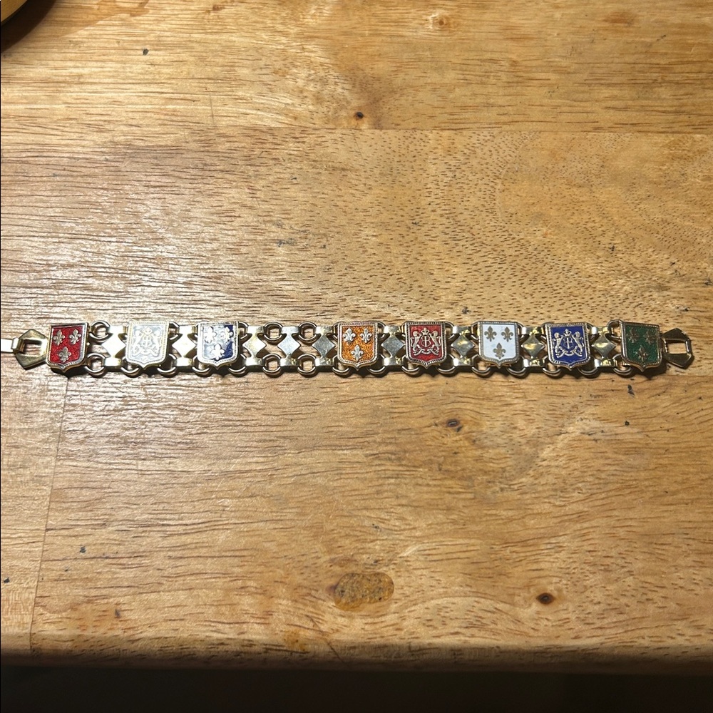 Vintage France Souvenir Bracelet 1960's Fleur De Lis Coat of Arms